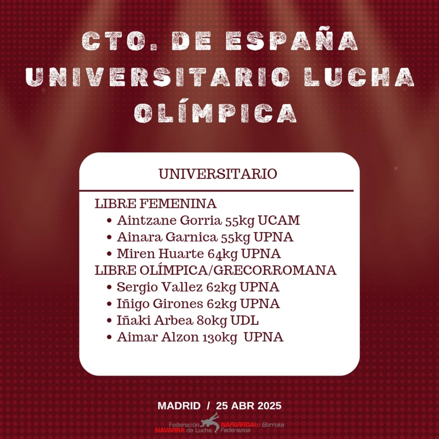 Presencia navarra en el Torneo Internacional Jóvenes Promesas (La Nucía) y en el Campeonato de España Universitario (Madrid)